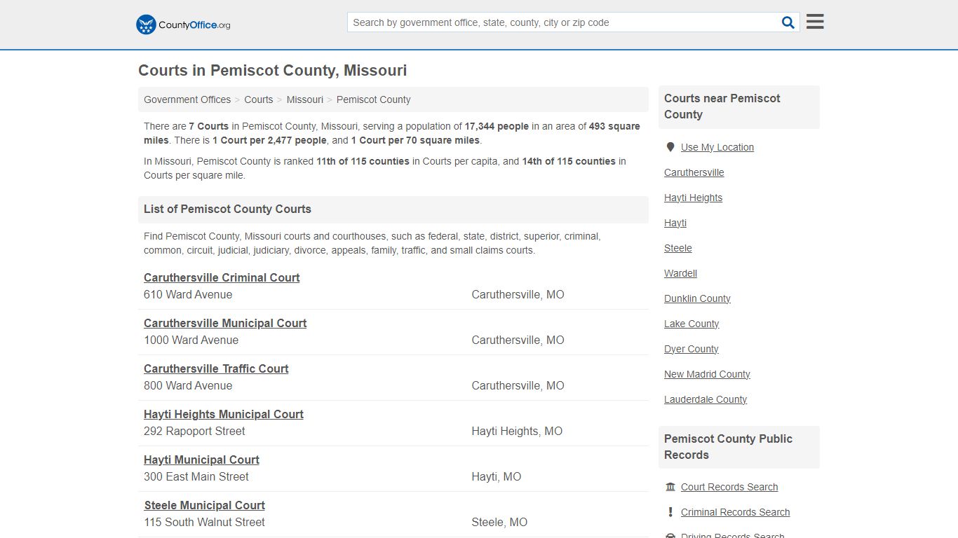 Courts - Pemiscot County, MO (Court Records & Calendars)
